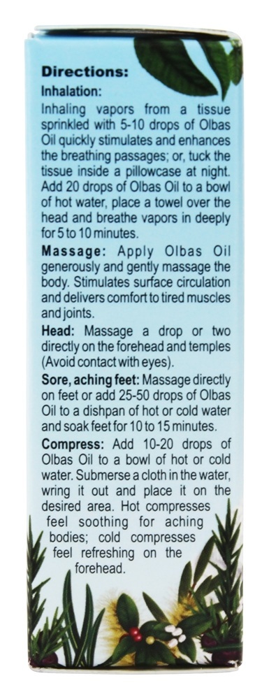 Óleo e Inalante para Massagem de Aromaterapia 10 cc - 0.32 fl. oz. Olbas - Imagem 2