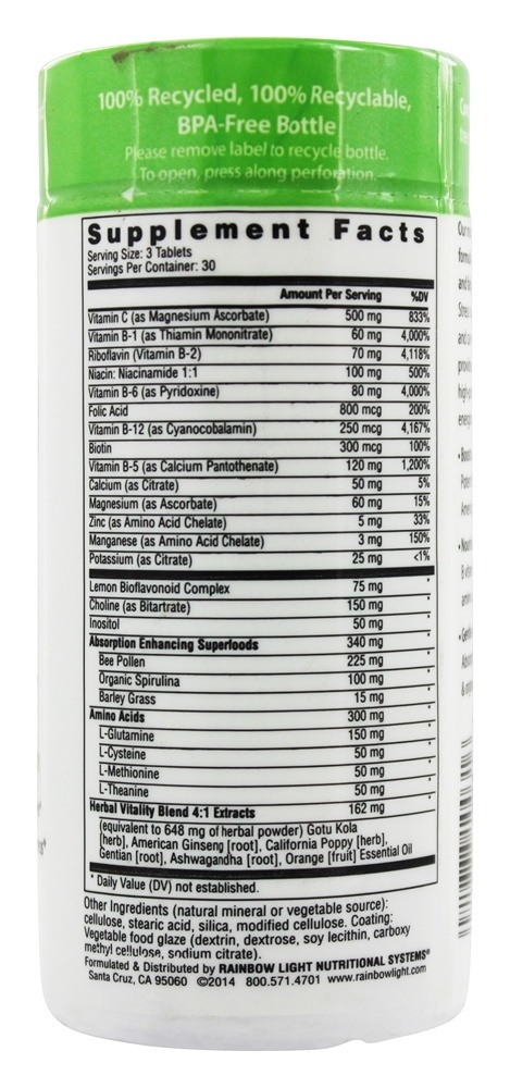 Complexo B Completo - 90 Tablets Rainbow Light - Imagem 2