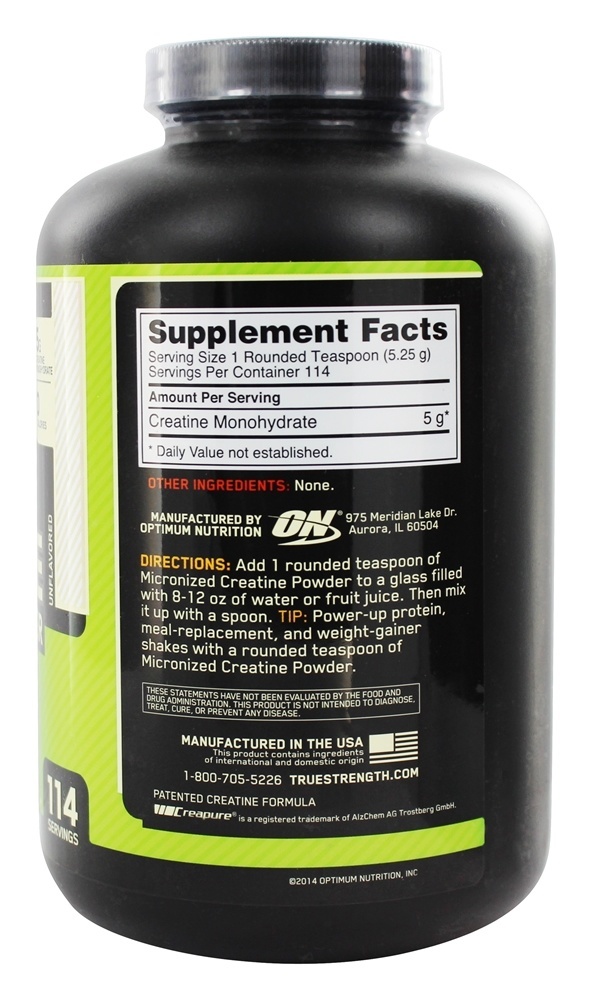Creatina Micronizada em Pó Sem Sabor - 600 Gramas Optimum Nutrition - Imagem 2