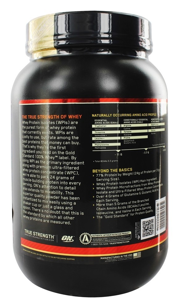 100% Whey Protein Isolado Gold Standard Sabor Creme de Baunilha Francês - 2 lbs. Optimum Nutrition - Imagem 3