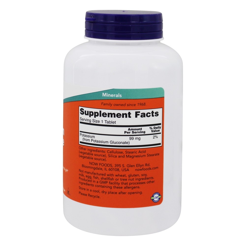 Gluconato de potássio 99 mg. - 250 Tablets NOW Foods - Imagem 2