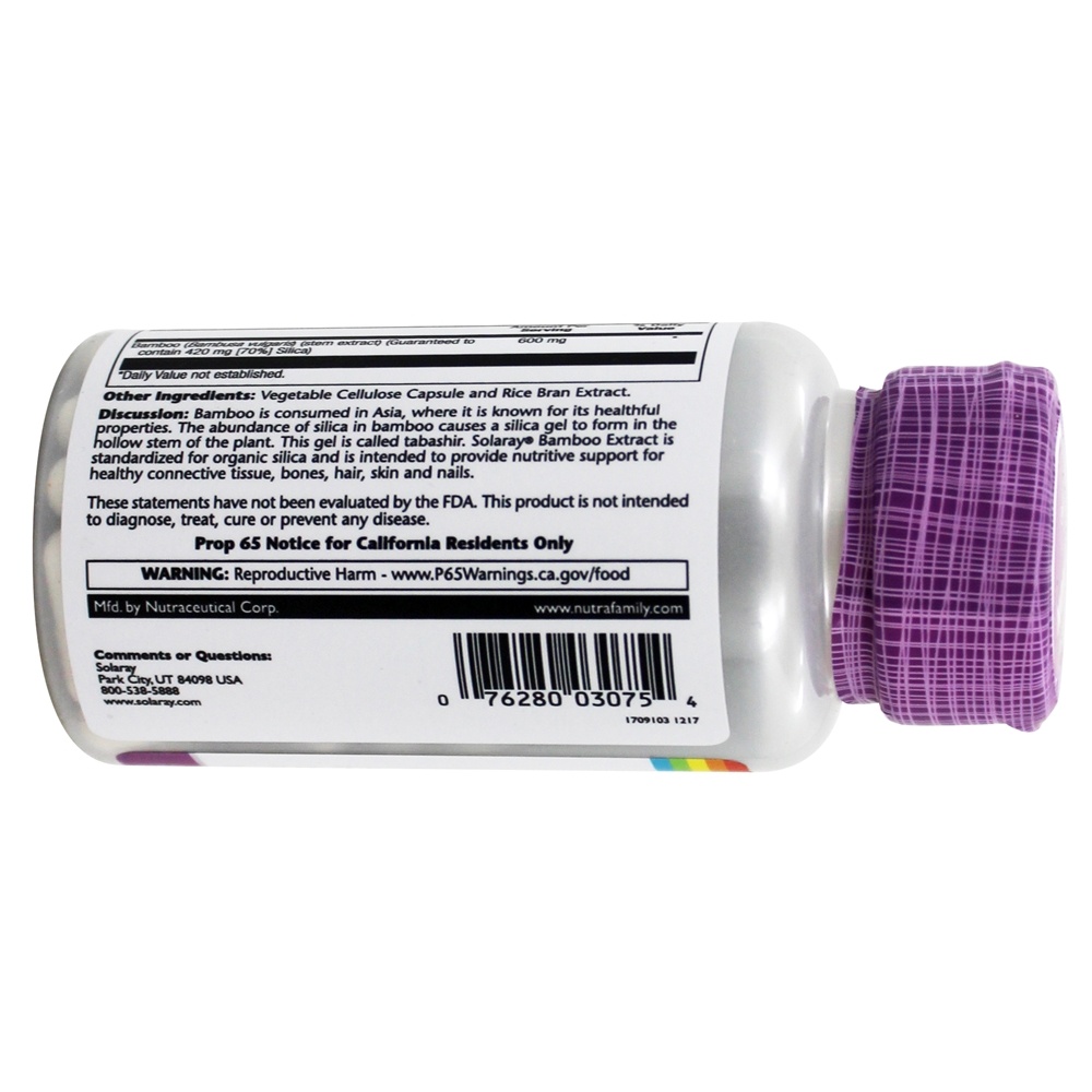 Potência Garantida Extrato da Haste de Bambu 300 mg. - 60 Cápsula (s) vegetal (s) Solaray - Imagem 3