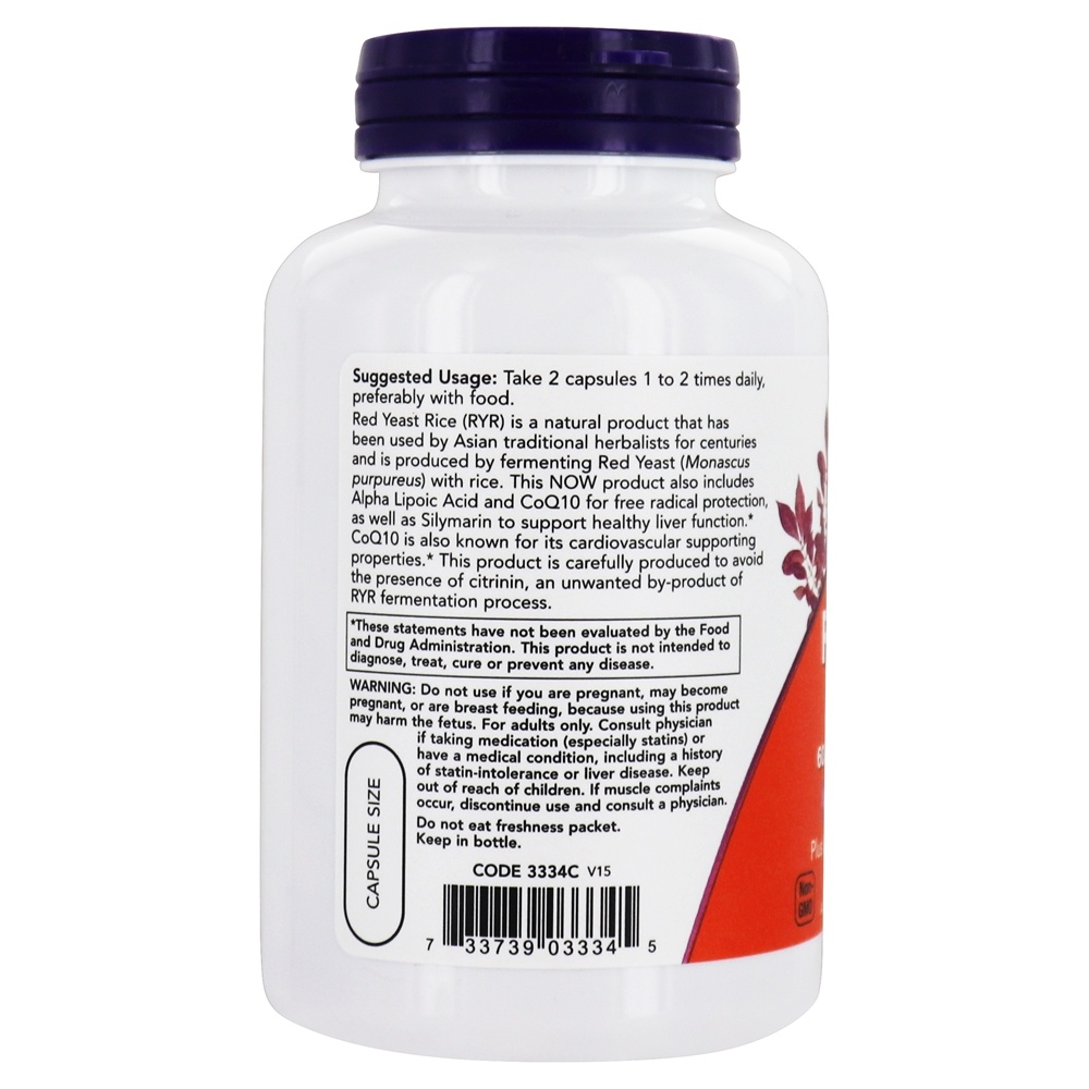 Arroz de levedura vermelha com CoQ-10 600 mg . - 120 Cápsula (s) vegetal (s) NOW Foods - Imagem 3