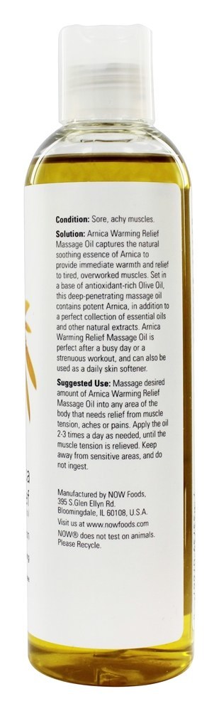 Óleo de massagem de alívio de aquecimento de Arnica - 8 fl. oz. NOW Foods - Imagem 3