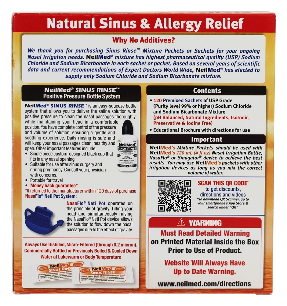 Sinus Rinse Pacotes Pediátricos Para Lavagem Nasal - Pacotes NeilMed Pharmaceuticals misturados 120 NeilMed Pharmaceuticals - Imagem 2