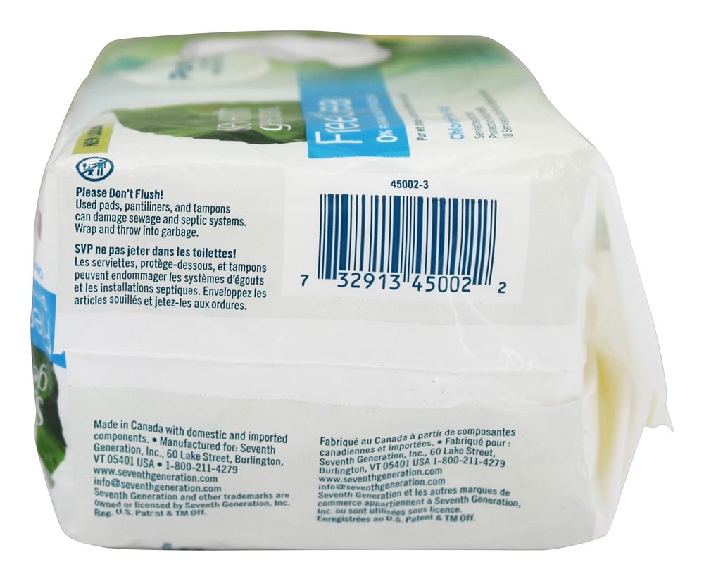Almofadas Ultra-finas sem Cloro com Asas Regulares - 18 Contagem Seventh Generation - Imagem 3