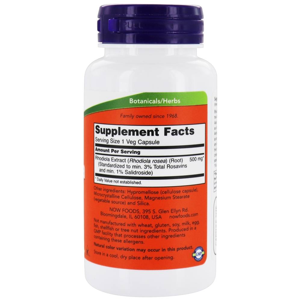 Extrato de Rhodiola 3% 500 mg. - 60 Cápsula (s) vegetal (s) NOW Foods - Imagem 2
