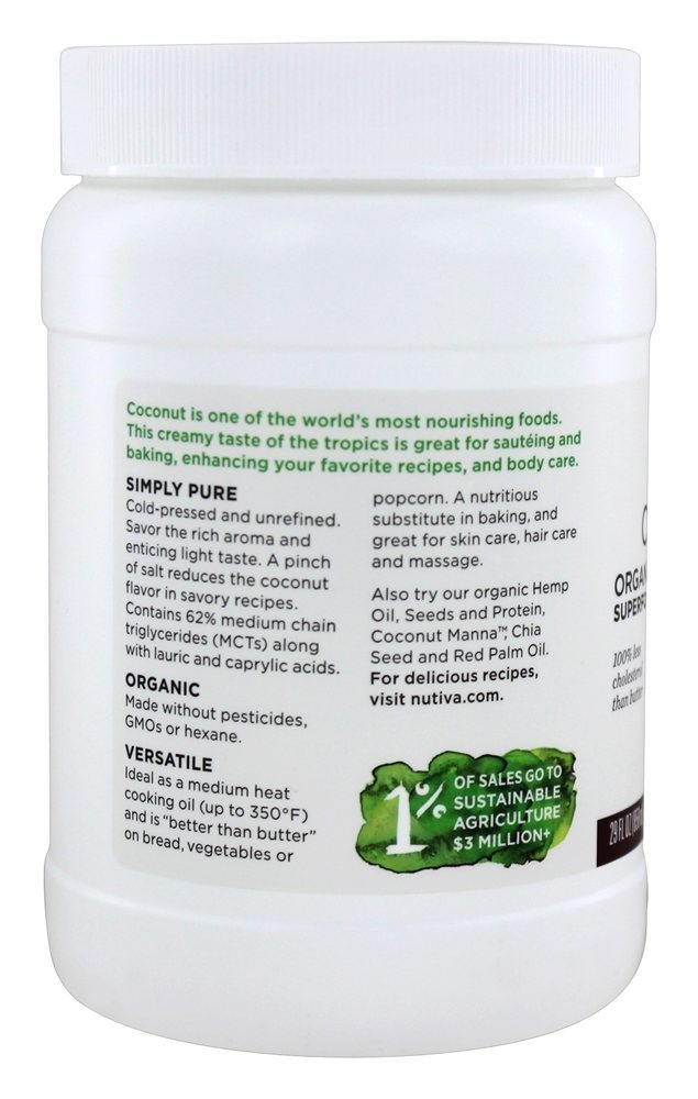 Virgem Orgânica de Óleo de Coco - 29 fl. oz. Nutiva - Imagem 3