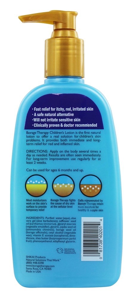 A loção para crianças da terapia de borragem sem perfume - 8 fl. oz. Shikai - Imagem 2