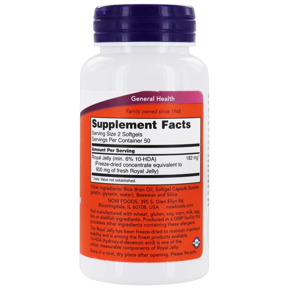 Superalimento de geléia real 300 mg . - 100 Softgels NOW Foods - Imagem 2