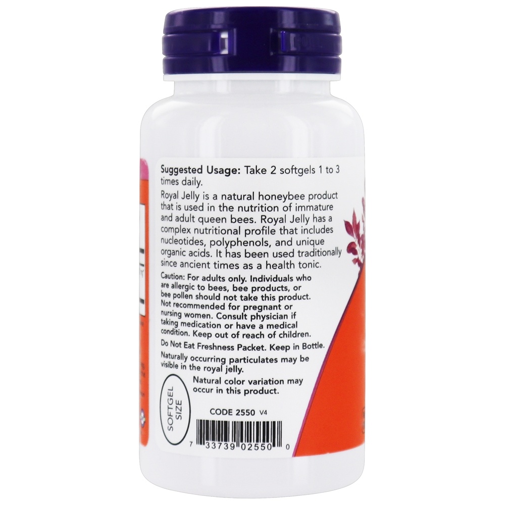 Superalimento de geléia real 300 mg . - 100 Softgels NOW Foods - Imagem 3