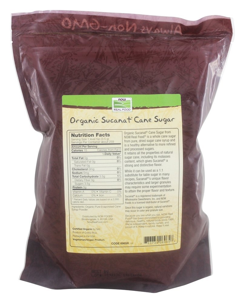 Real Food Organic Sucanat Cana de Açúcar - 2 lbs. NOW Foods - Imagem 2