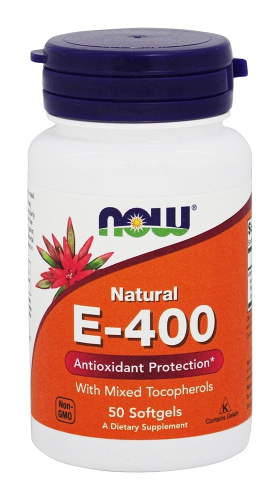 Proteção Natural Antioxidante da Vitamina E-400 400 UI - 50 Softgels NOW Foods