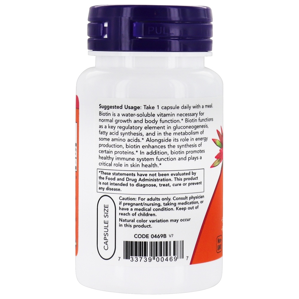 Biotina 1000 mcg. - 100 Cápsula (s) vegetal (s) NOW Foods - Imagem 3