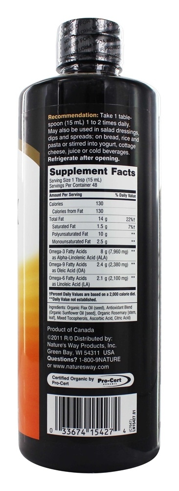 Óleo de linho líquido orgânico EFA Gold - 24 fl. oz. Nature's Way - Imagem 2