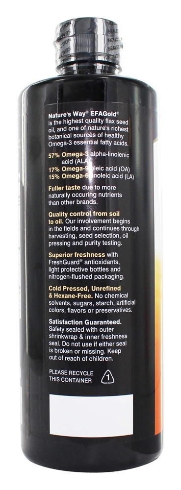 Óleo de linho líquido orgânico EFA Gold - 24 fl. oz. Nature's Way - Imagem 3
