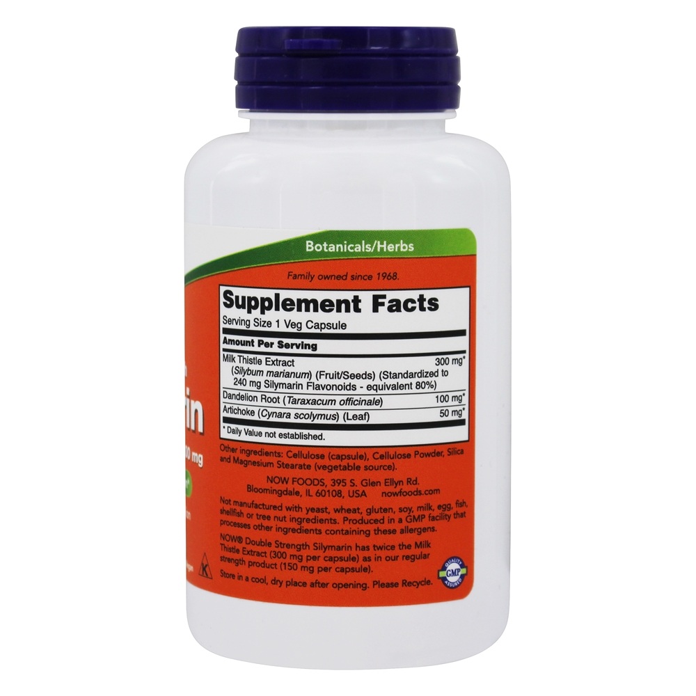 Cardo de leite silimarino com dupla força de alcachofra e dente de leão 300 mg . - 100 Cápsula (s) vegetal (s) NOW Foods - Imagem 2