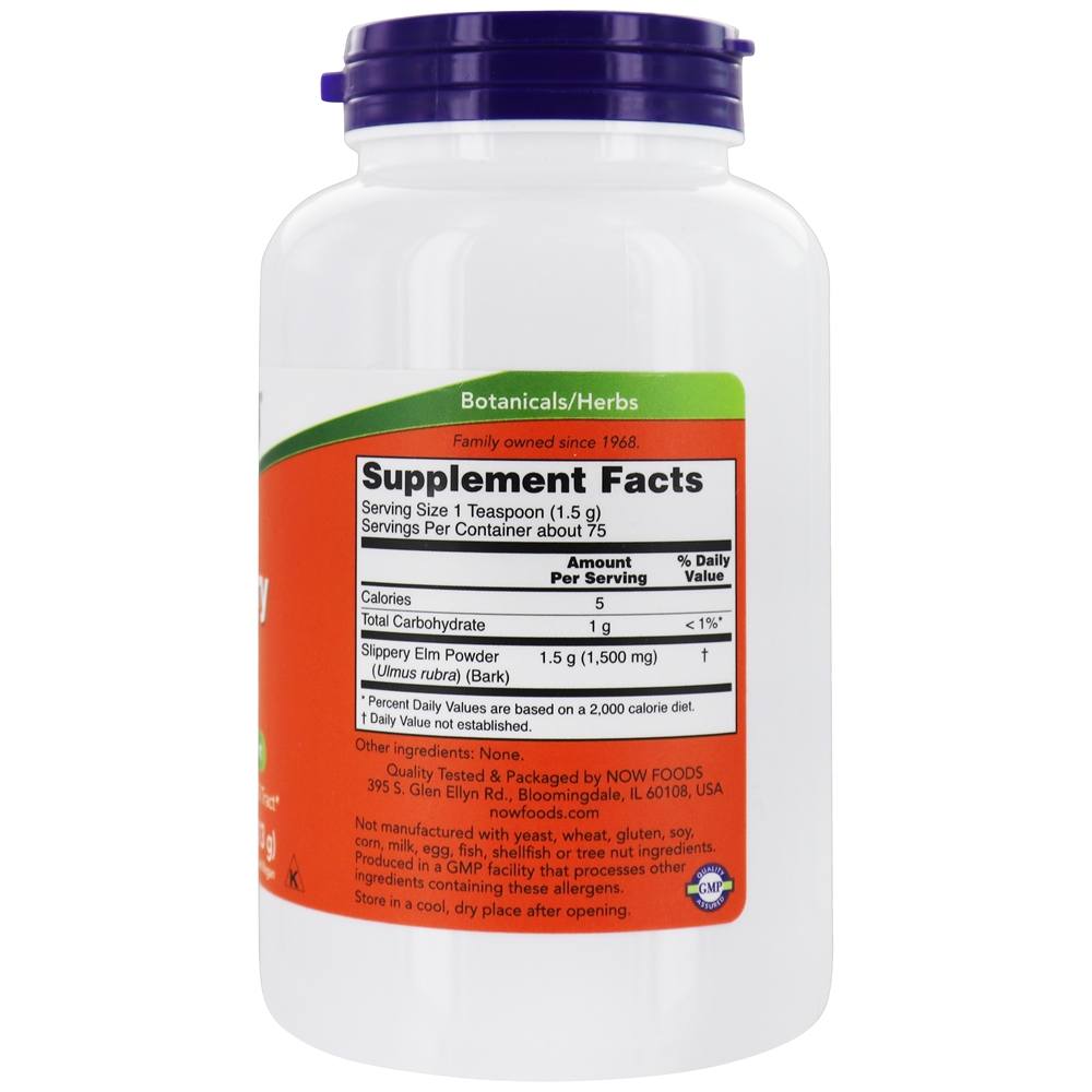 Suplemento à base de plantas em pó de olmo escorregadio - 4 oz. NOW Foods - Imagem 2