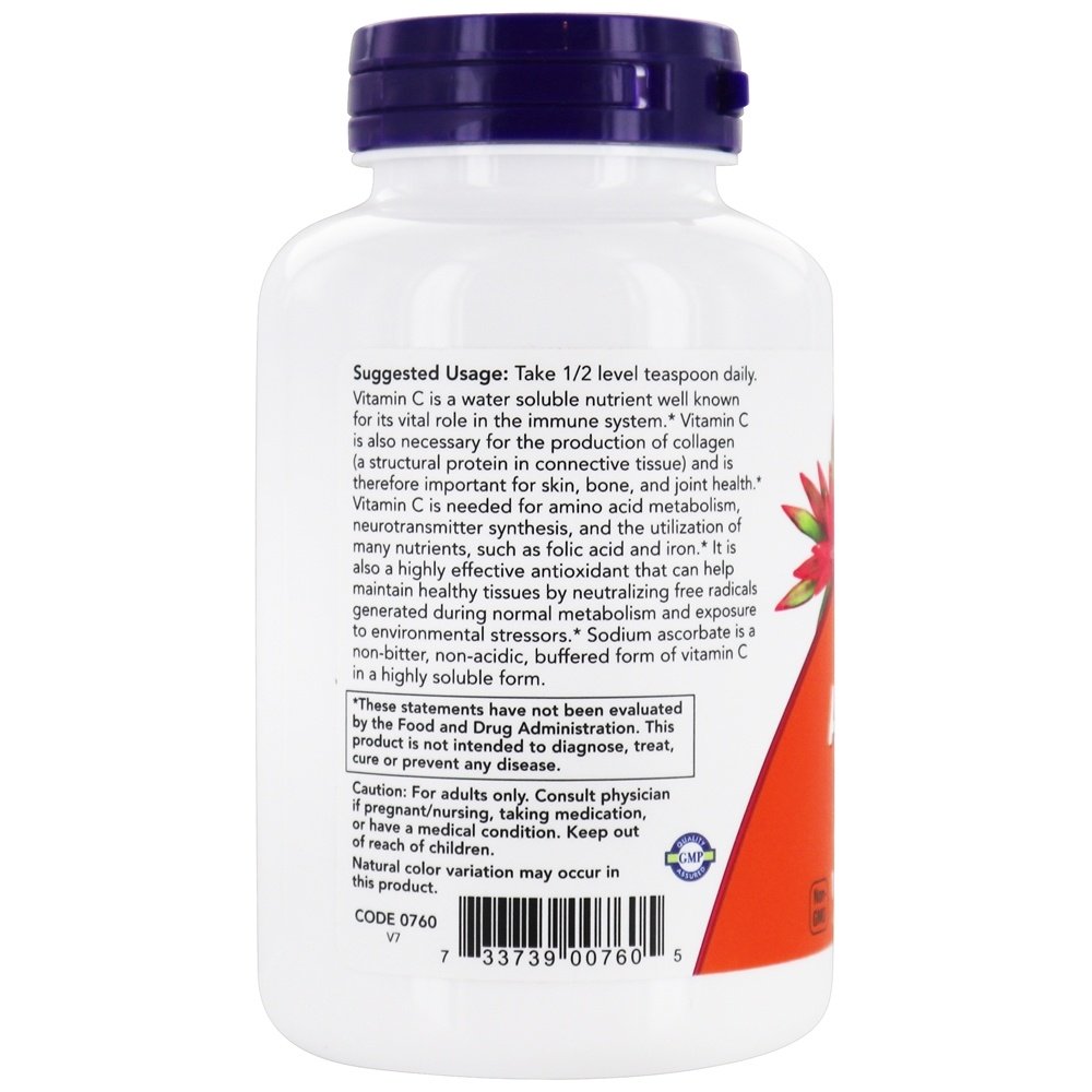 Proteção antioxidante do pó da vitamina C do ascorbato de sódio - 8 oz. NOW Foods - Imagem 3