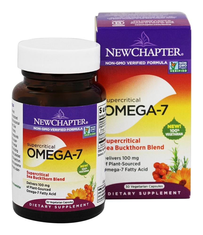 Omega 7 supercrítico com mar Buckthorn - Cápsulas vegetarianas 30 New Chapter