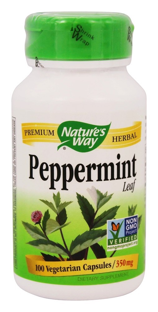 Folha de hortelã-pimenta 350 mg. - Cápsulas vegetarianas 100 Nature's Way