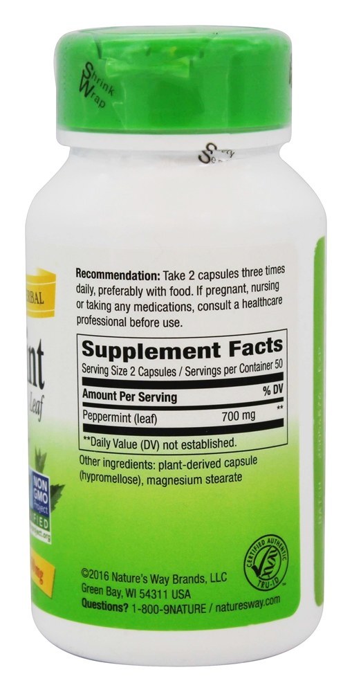 Folha de hortelã-pimenta 350 mg. - Cápsulas vegetarianas 100 Nature's Way - Imagem 2