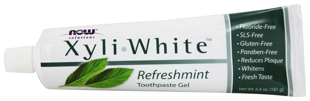 XyliWhite creme dental Gel refrescante livre de flúor - 6.4 oz. NOW Foods - Imagem 4