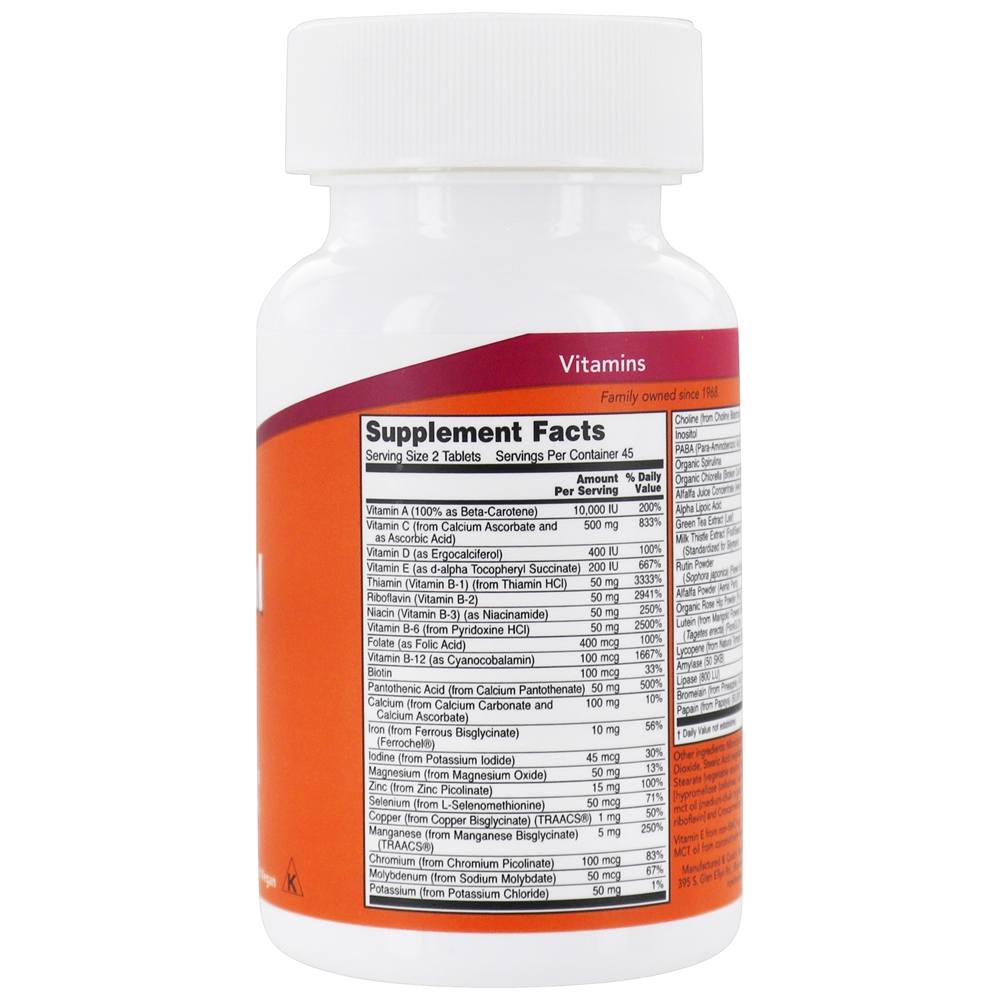 Special Two Multi Viitamin - 90 Tablets NOW Foods - Imagem 2