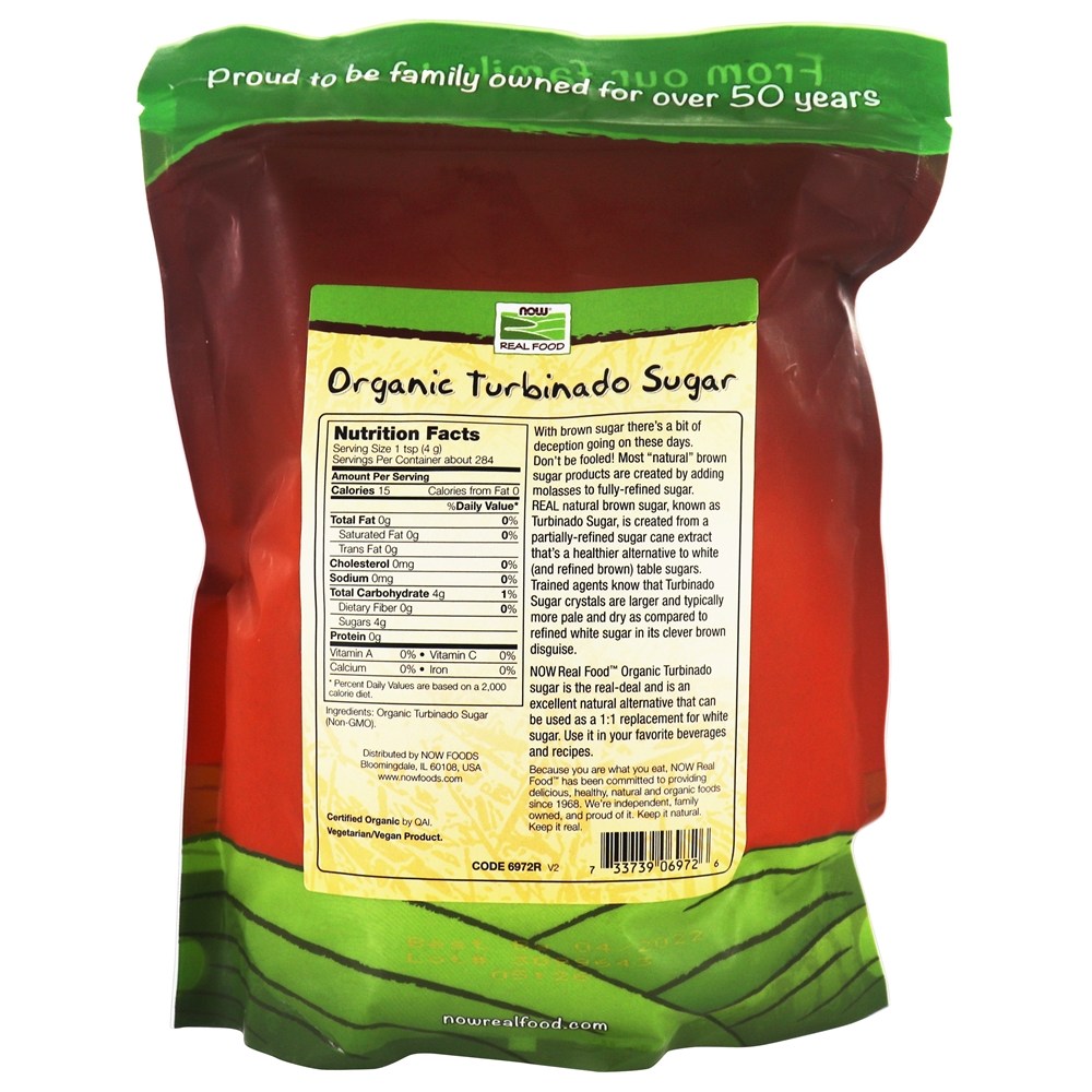 NOW Real Food Orgânico Turbinado Açúcar - 2.5 lbs. NOW Foods - Imagem 2
