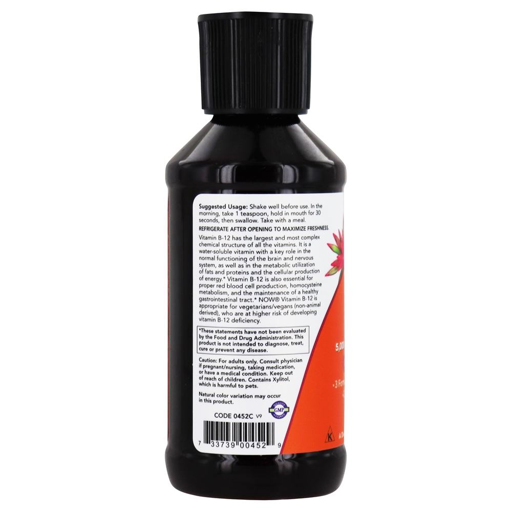 Líquido Ultra B-12 5000 mcg. - 4 fl. oz. NOW Foods - Imagem 3