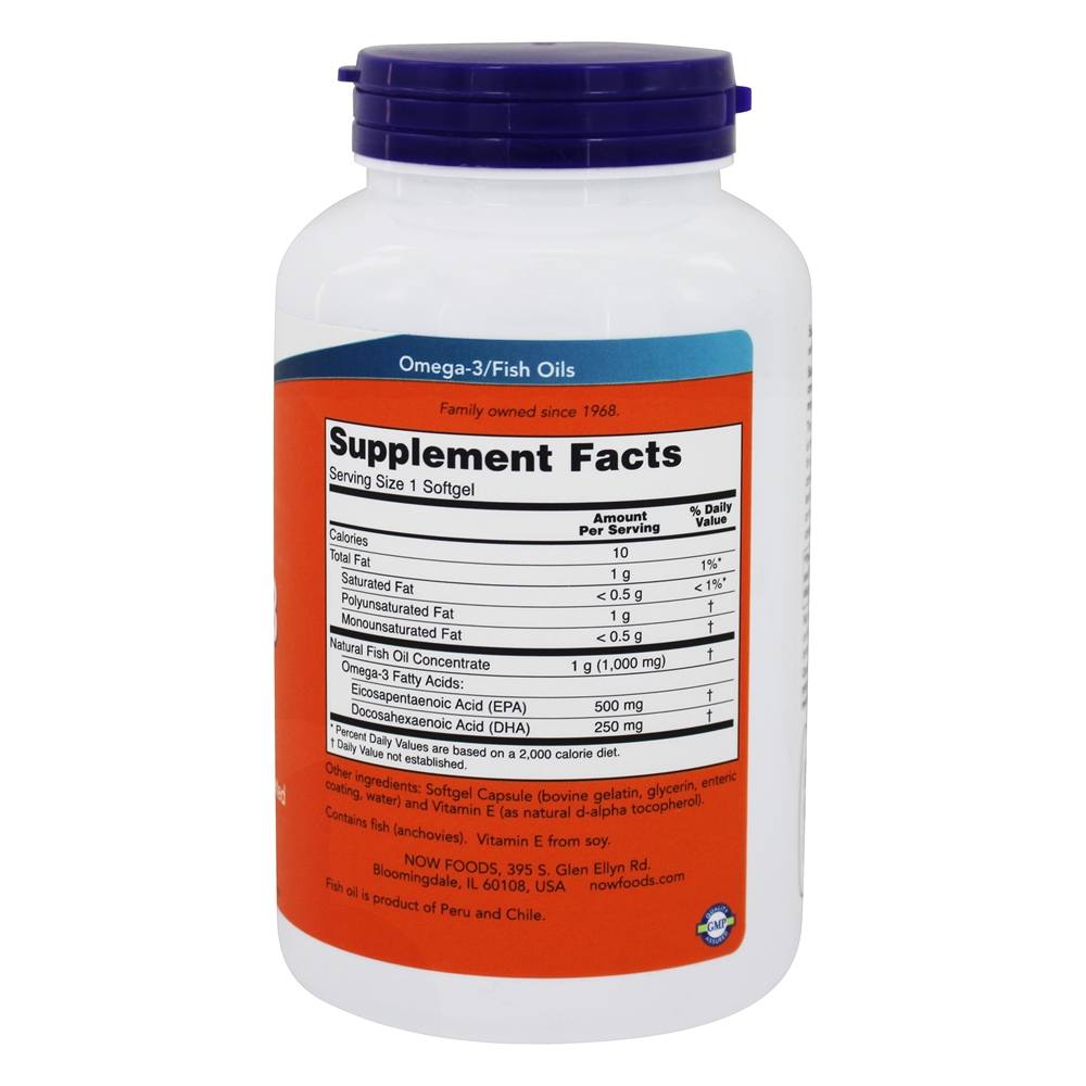 Ultra Omega-3 500 EPA / 250 DHA - 180 Softgels NOW Foods - Imagem 2