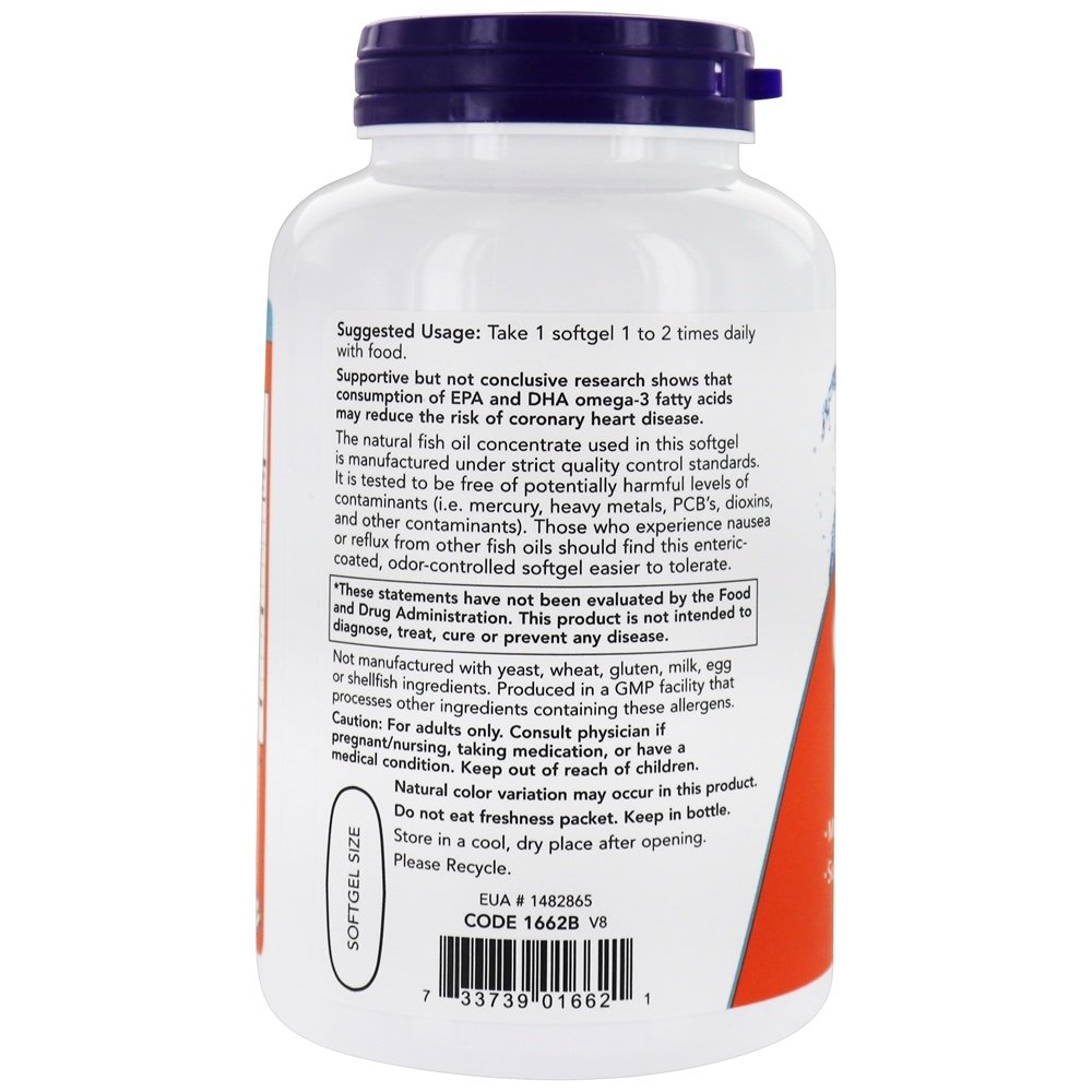 Ultra Omega-3 500 EPA / 250 DHA - 180 Softgels NOW Foods - Imagem 3