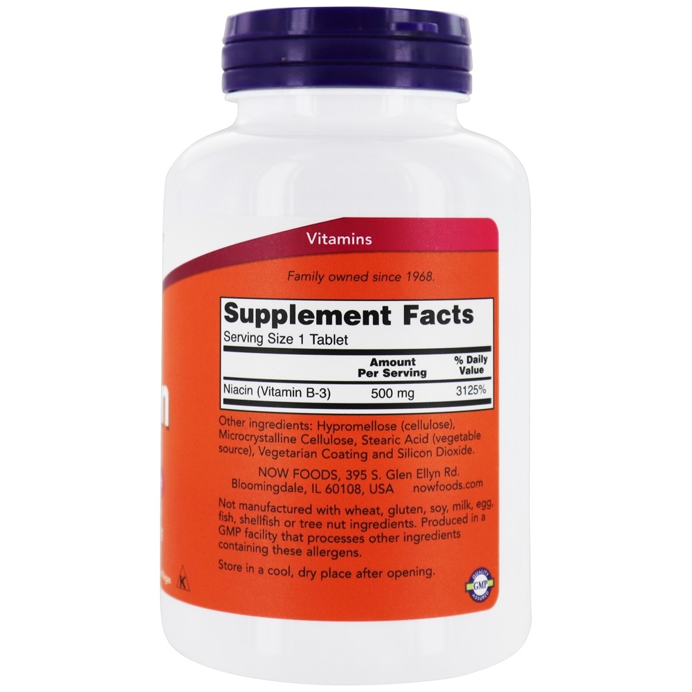 Saúde Nutricional da Niacina 500 mg . - 250 Tablets NOW Foods - Imagem 2