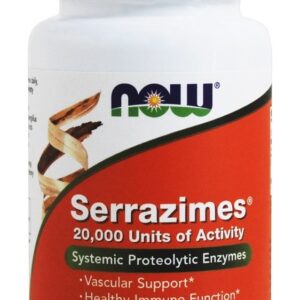 Serrazimes Enzimas Proteolíticas Sistêmicas 20,000 Unidades - Cápsulas vegetarianas 90 NOW Foods