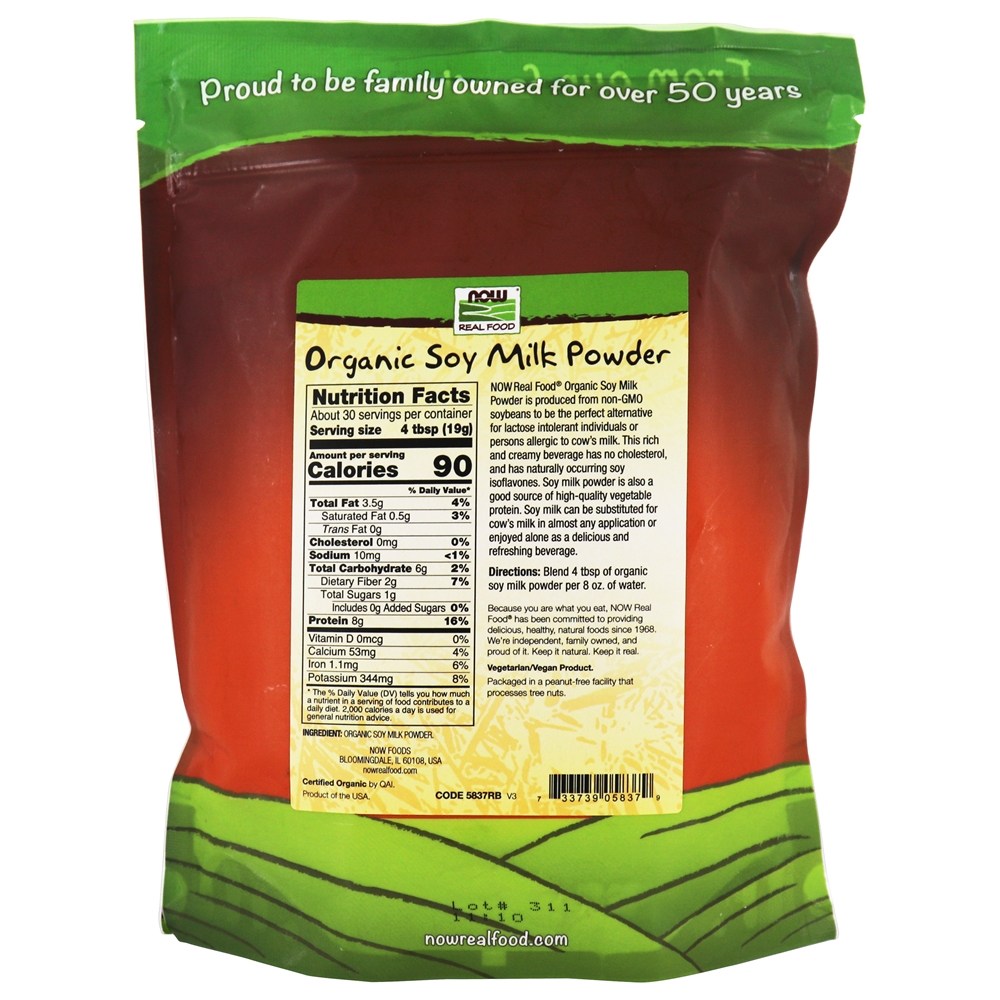 NOW Real Food Leite de Soja Orgânico em Pó - 20 oz. NOW Foods - Imagem 2