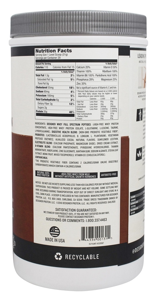Estilista Soro de leite coalhado Natural 100% Soro de leite coalhado Proteína Gourmet Chocolate - 2 lbs. Designer Protein - Imagem 2