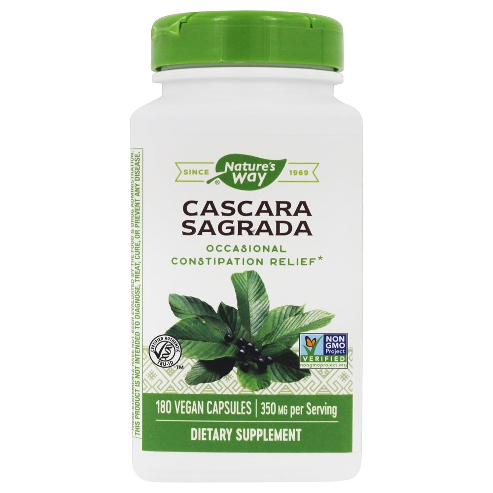 Alívio da constipação ocasional de Cascara Sagrada 350 mg . - Cápsulas Vegan 180 Nature's Way