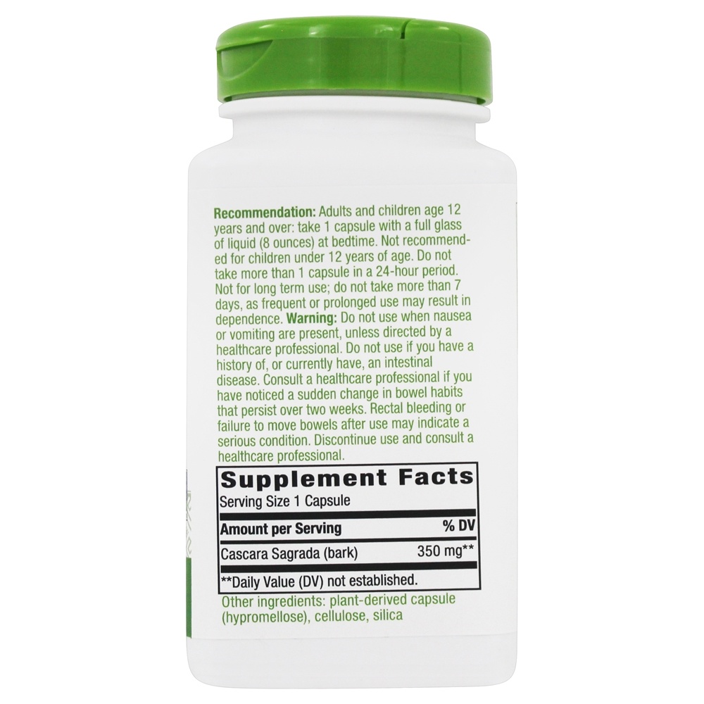 Alívio da constipação ocasional de Cascara Sagrada 350 mg . - Cápsulas Vegan 180 Nature's Way - Imagem 2