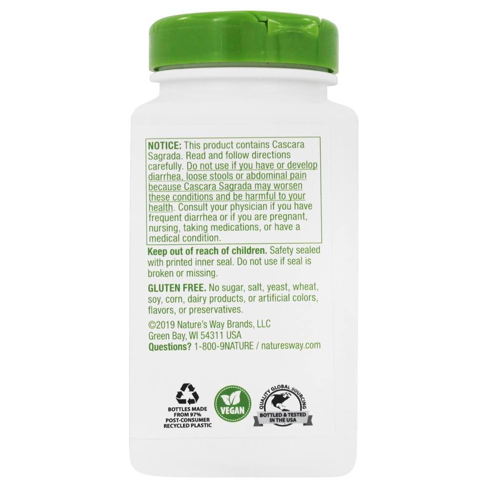 Alívio da constipação ocasional de Cascara Sagrada 350 mg . - Cápsulas Vegan 180 Nature's Way - Imagem 3