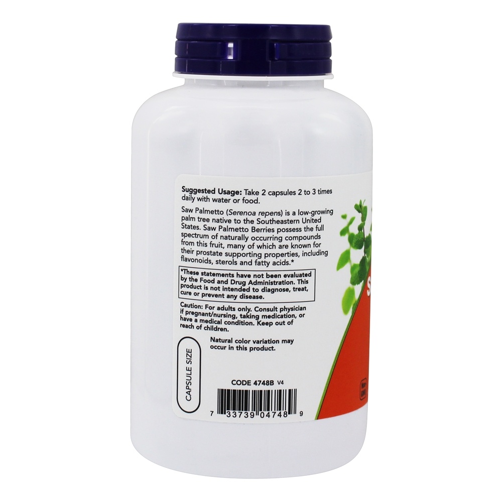 Frutos de Saw Palmetto para a Saúde Masculina 550 mg. - Cápsulas 250 NOW Foods - Imagem 3