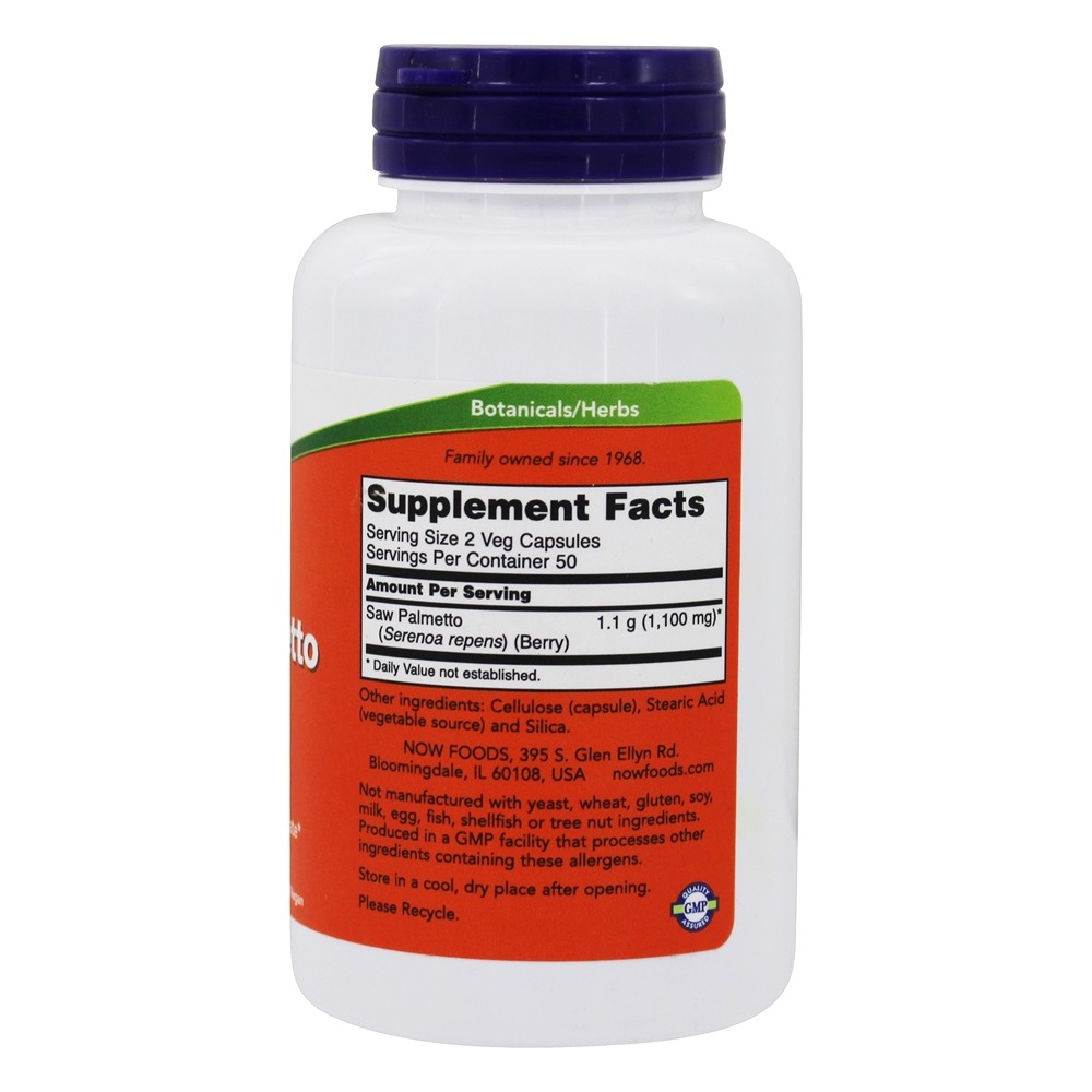 Frutos de Saw Palmetto para a Saúde Masculina 550 mg. - Cápsulas 100 NOW Foods - Imagem 2