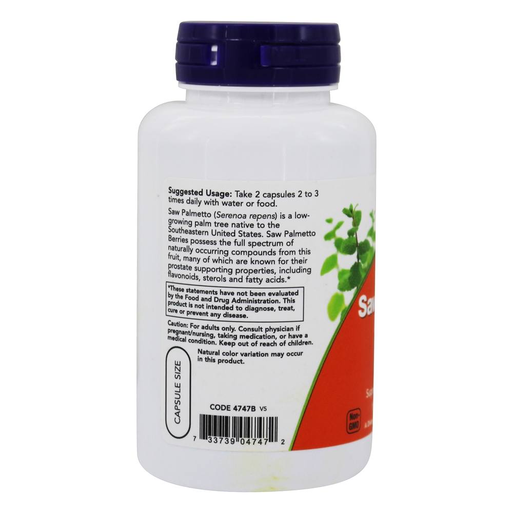 Frutos de Saw Palmetto para a Saúde Masculina 550 mg. - Cápsulas 100 NOW Foods - Imagem 3