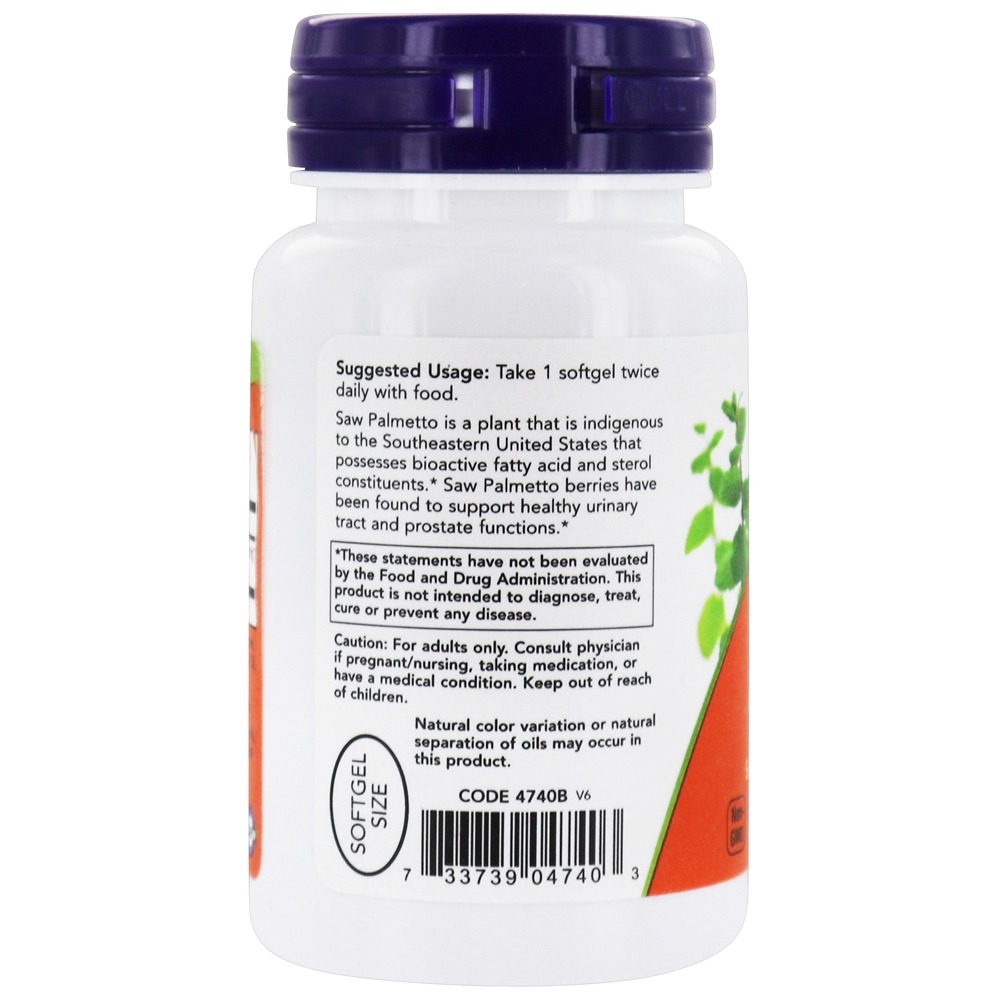 Extrato de Saw Palmetto 160 mg. - 60 Softgels NOW Foods - Imagem 3