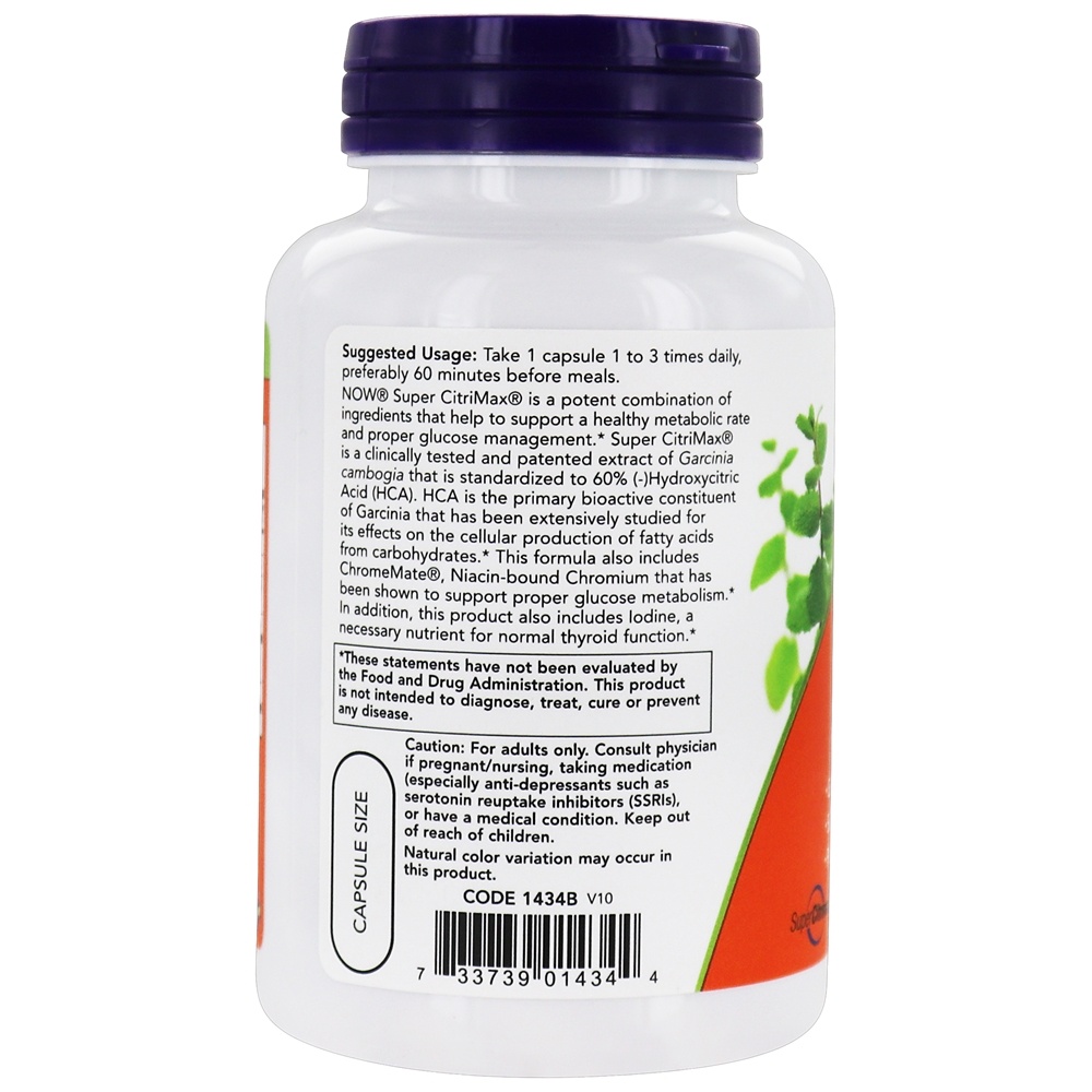 Fórmula de metabolismo saudável Super Citrimax - 90 Cápsula (s) vegetal (s) NOW Foods - Imagem 3