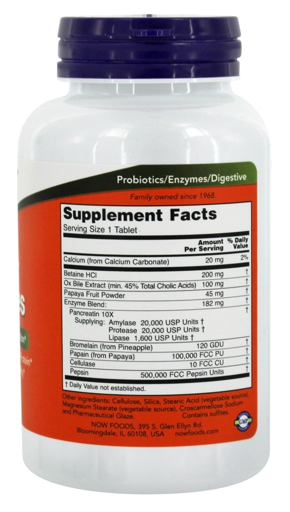 Super Enzimas - 180 Tablets NOW Foods - Imagem 2