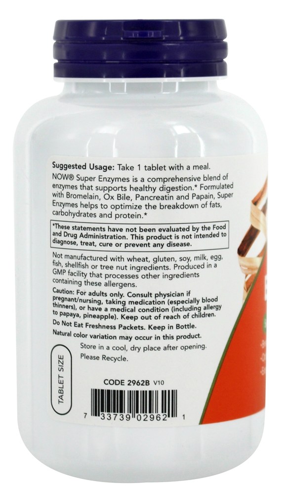 Super Enzimas - 180 Tablets NOW Foods - Imagem 3