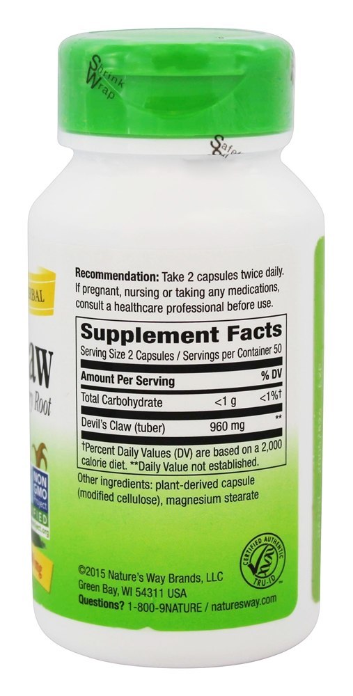 Raiz Secundária da Garra do Diabo 480 mg. - Cápsulas vegetarianas 100 Nature's Way - Imagem 2