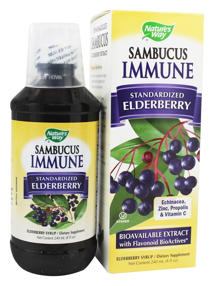 Sambucu Imune Sistema Bio-Certificado Sabugueiro, Echinacea, Zinco, Propoli & Vitamina C Xarope - 8 fl. oz. Nature's Way
