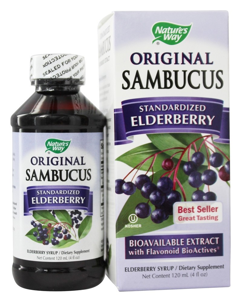 Xarope de sabugueiro preto genuíno Sambucus - 4 fl. oz. Nature's Way
