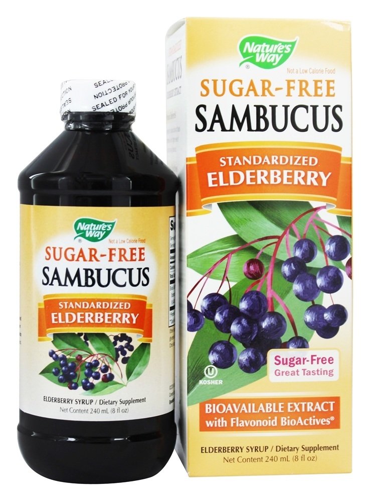 Sambucus Bio-Certified Black Sabugueiro Xarope Sem Açúcar - 8 fl. oz. Nature's Way